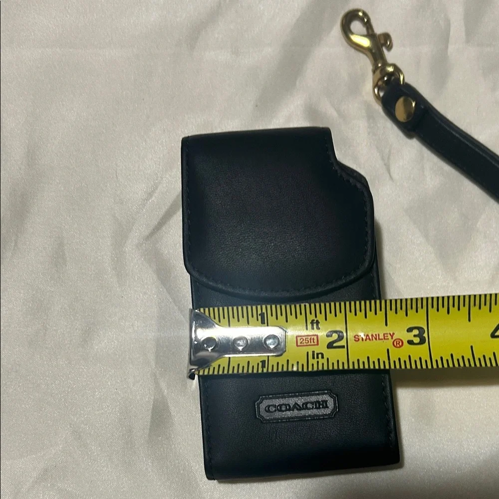 Vintage Coach Black Leather Phone Holster with Strap